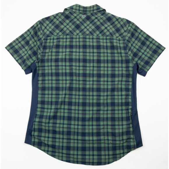 Club Ride Pearl Snap Shirt Men's Medium Green Plaid Outdoor Cycling Stretch - Picture 3 of 16